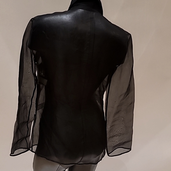 Gianfranco Ferre studio organza blouse with ribbon accents size 6 made in Italy - Picture 7 of 9